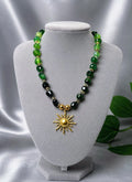 SOLARIS | Green Dragon Vein Agate Sun Necklace